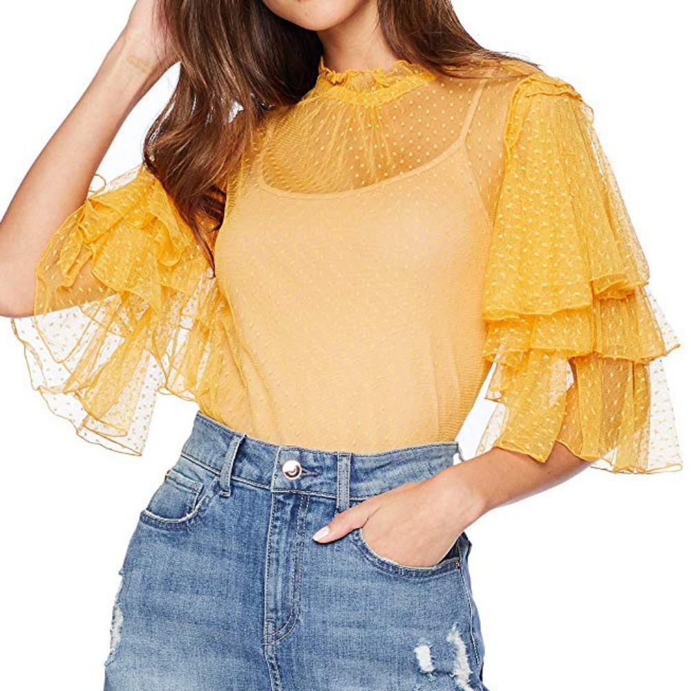 Romeo and Juliet Couture Ruffle Sleeve Mesh Top